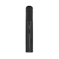 Close-up studio shot of a black portable vaporizer pen.